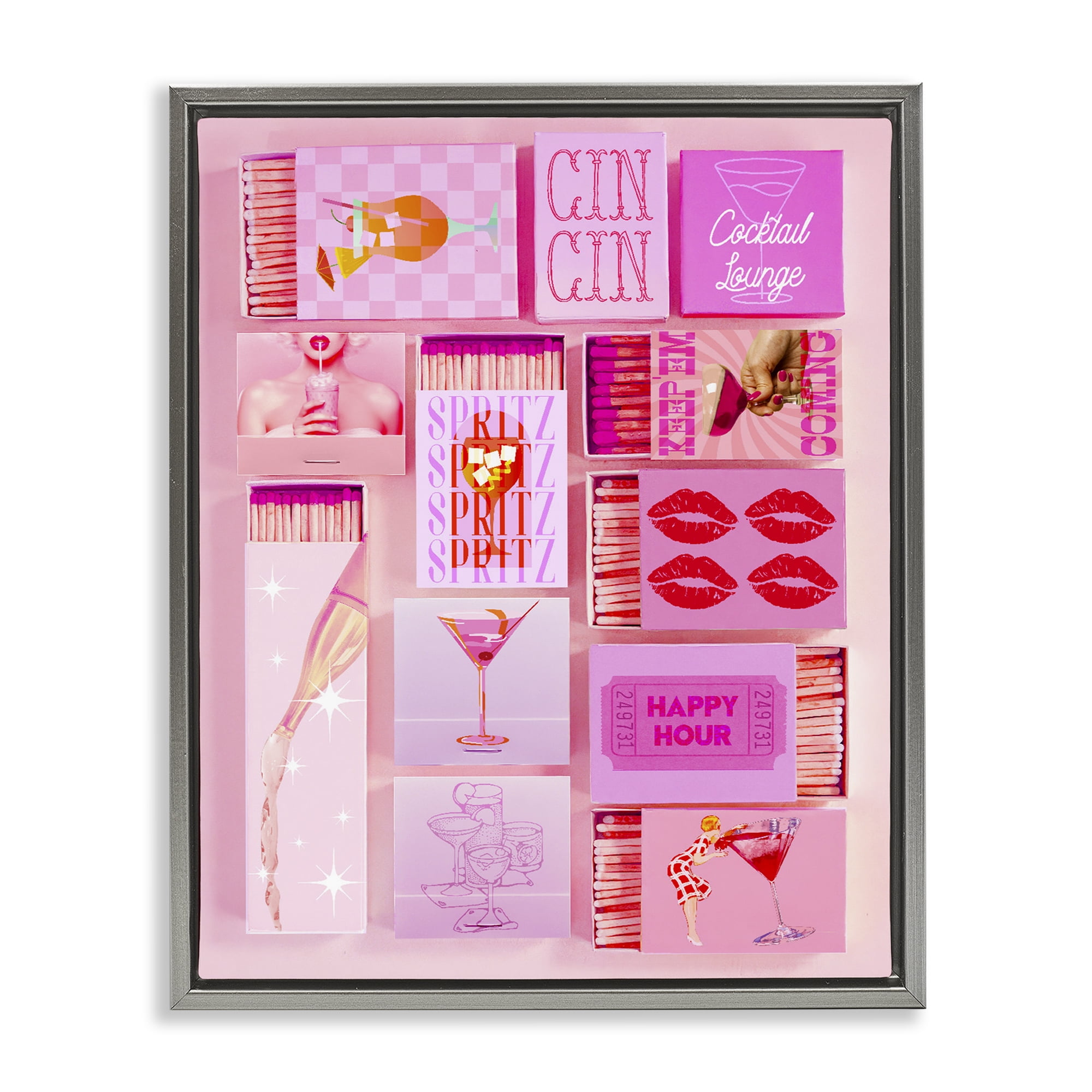 Feminine Glam Matches Gray Framed Floater Canvas Wall Art, design by Lil' Rue