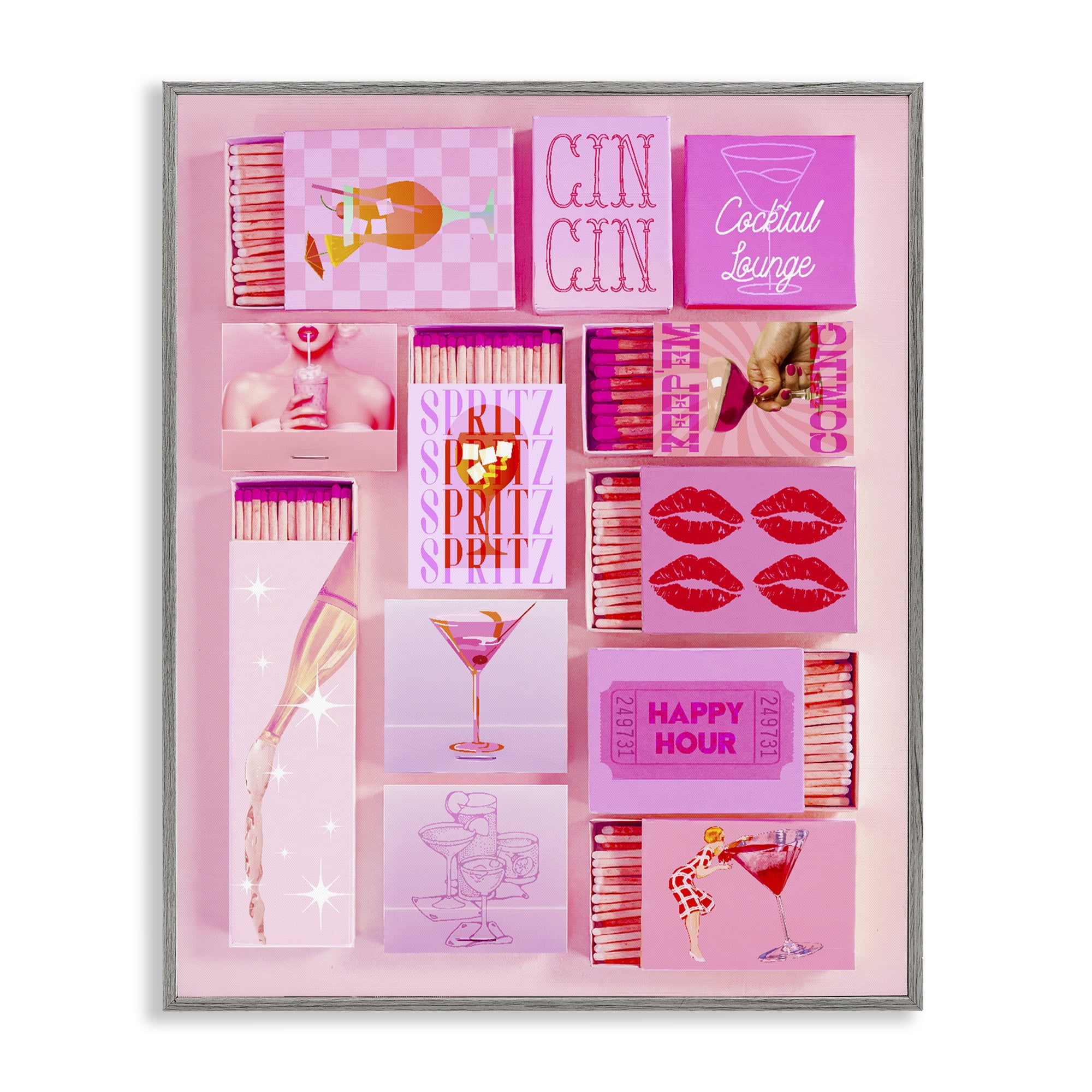 Feminine Glam Matches Gray Framed Giclee Art, design by Lil' Rue