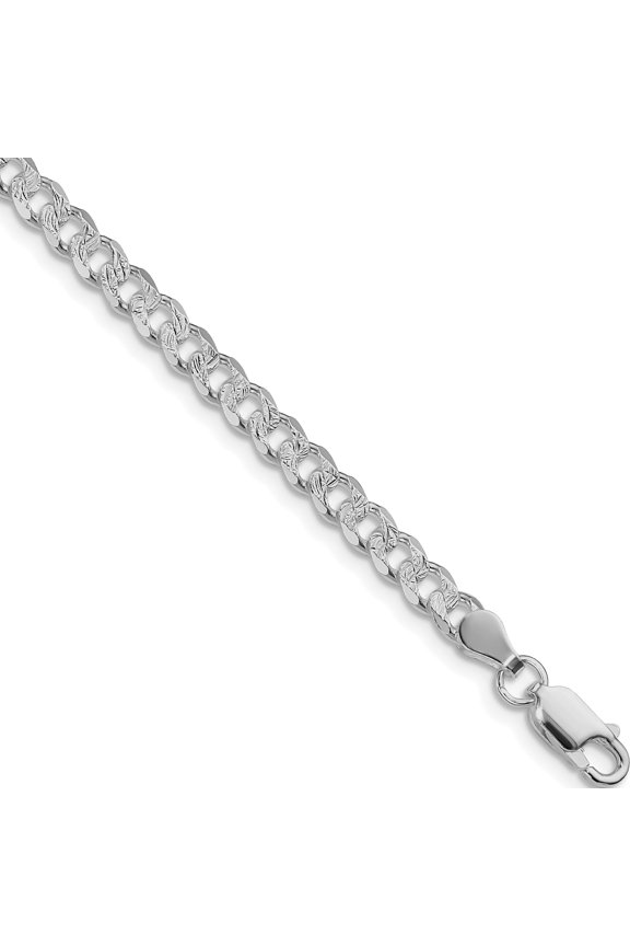 Sterling Silver Rhodium-plated 4.5mm Pav Curb Chain