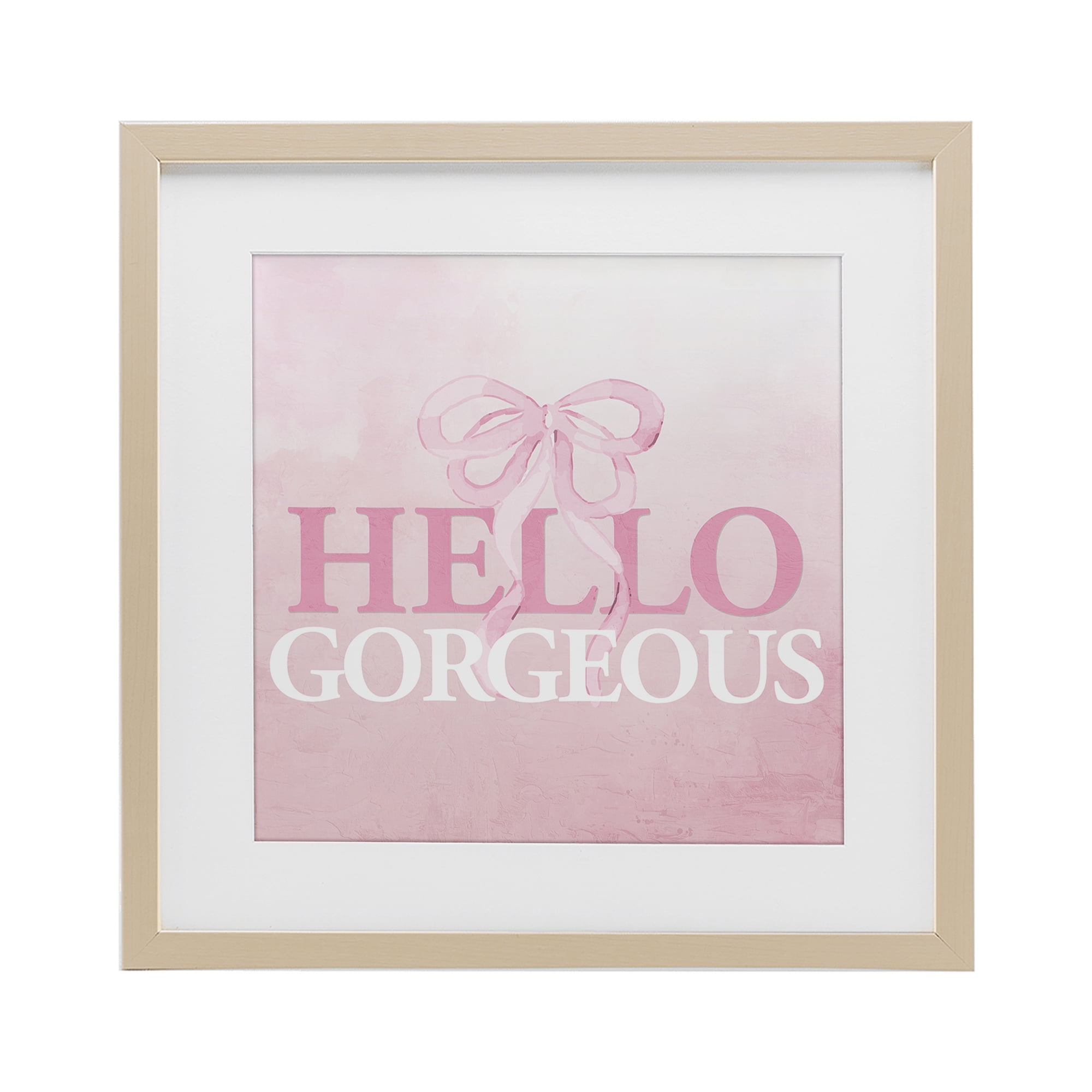 Feminine Hello Gorgeous Birch Framed Print Under Glass, design by Kim Allen