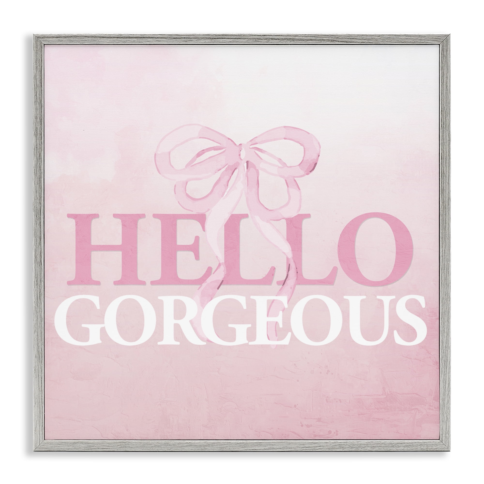 Feminine Hello Gorgeous Gray Framed Giclee Art, design by Kim Allen