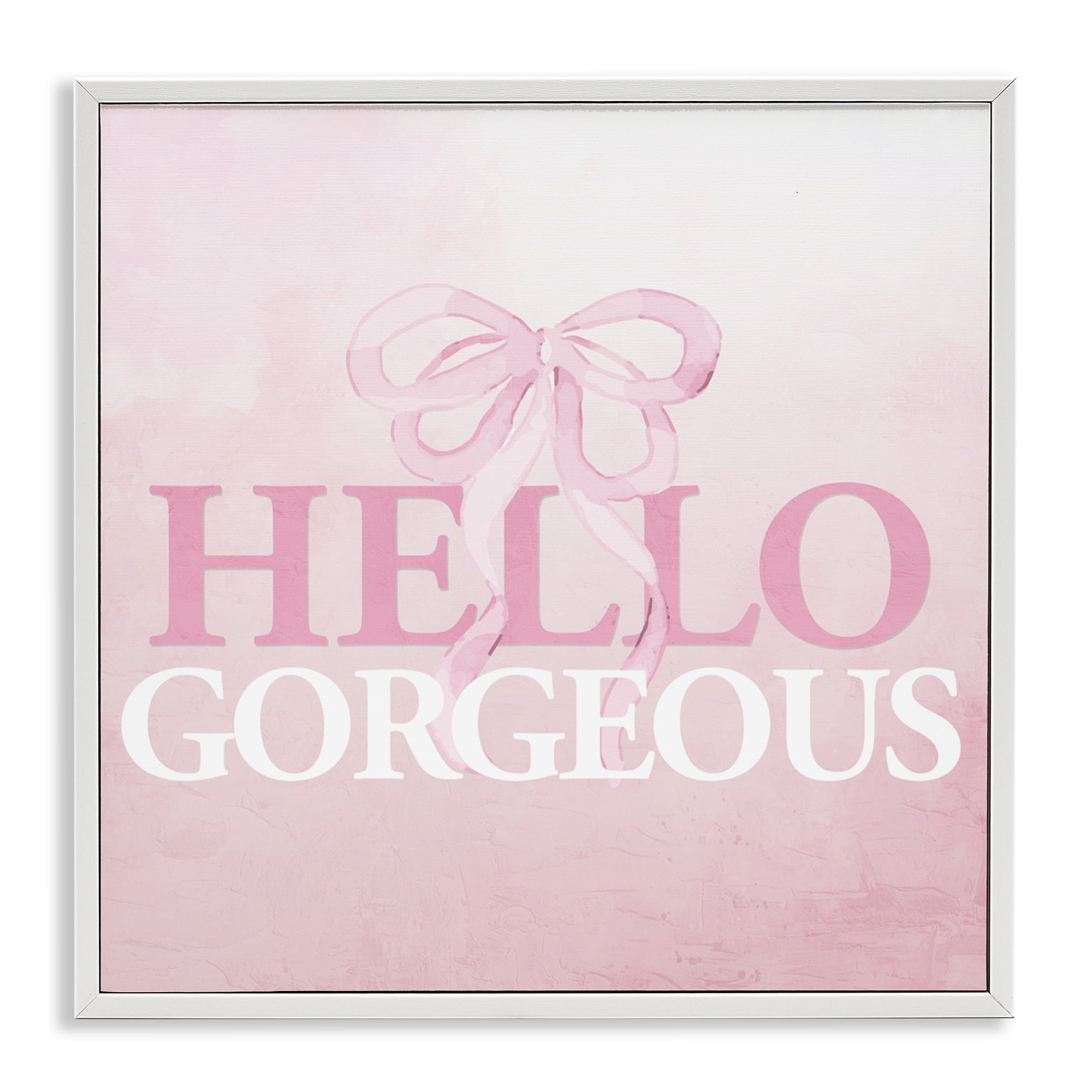 Feminine Hello Gorgeous White Framed Giclee Art, design by Kim Allen