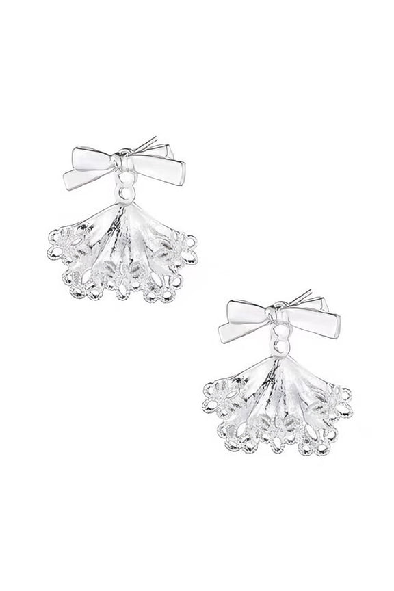 Feminine Lace Trimmed Bowknot Earrings Fashionable Ear Accessories for Women