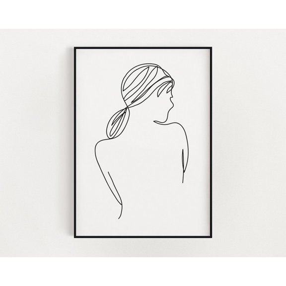 Feminine One Line Drawing Minimal Decorative Interior Home Wall Art Poster
