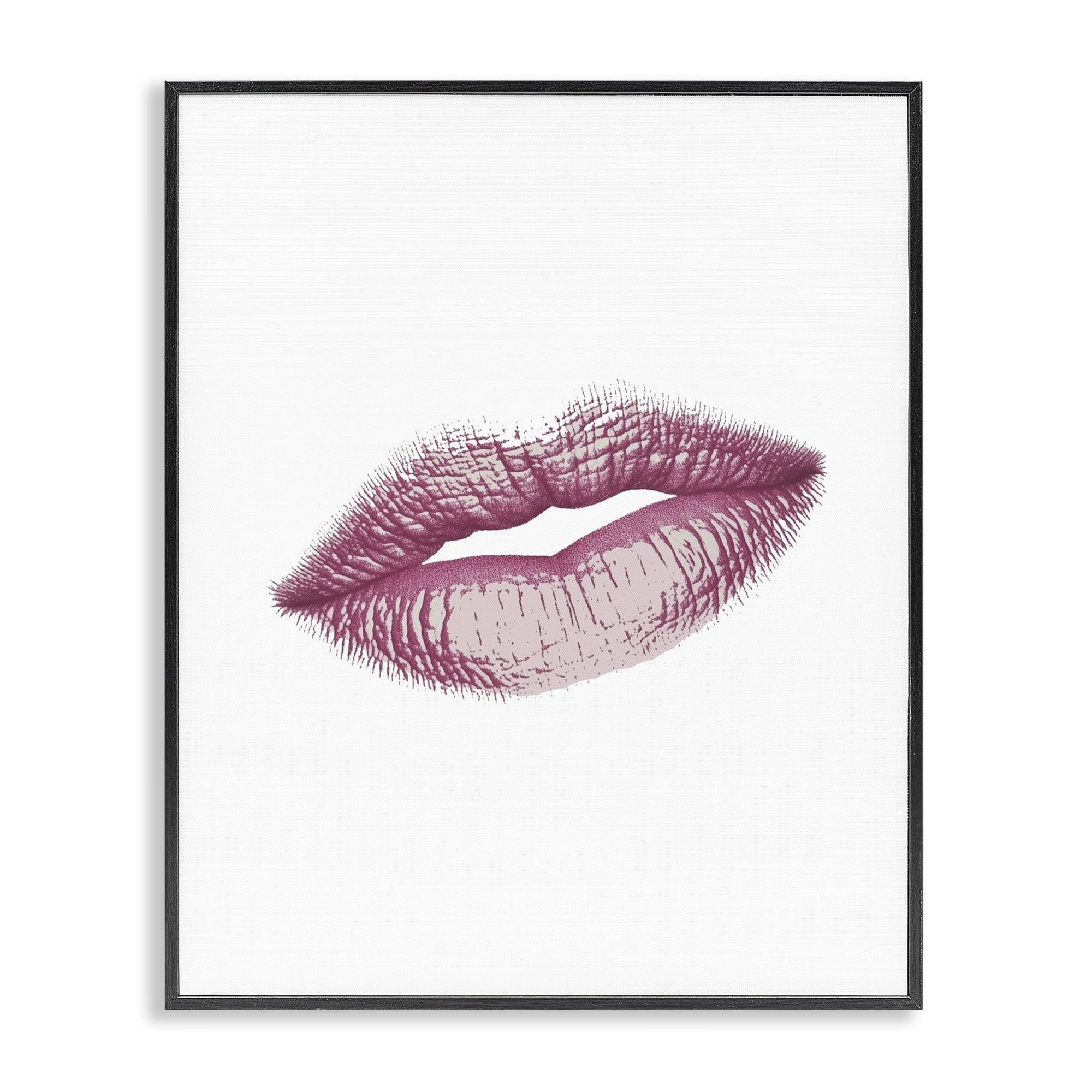 Feminine Pink Lips Glam Black Framed Giclee Art, design by Christine Simpson Art