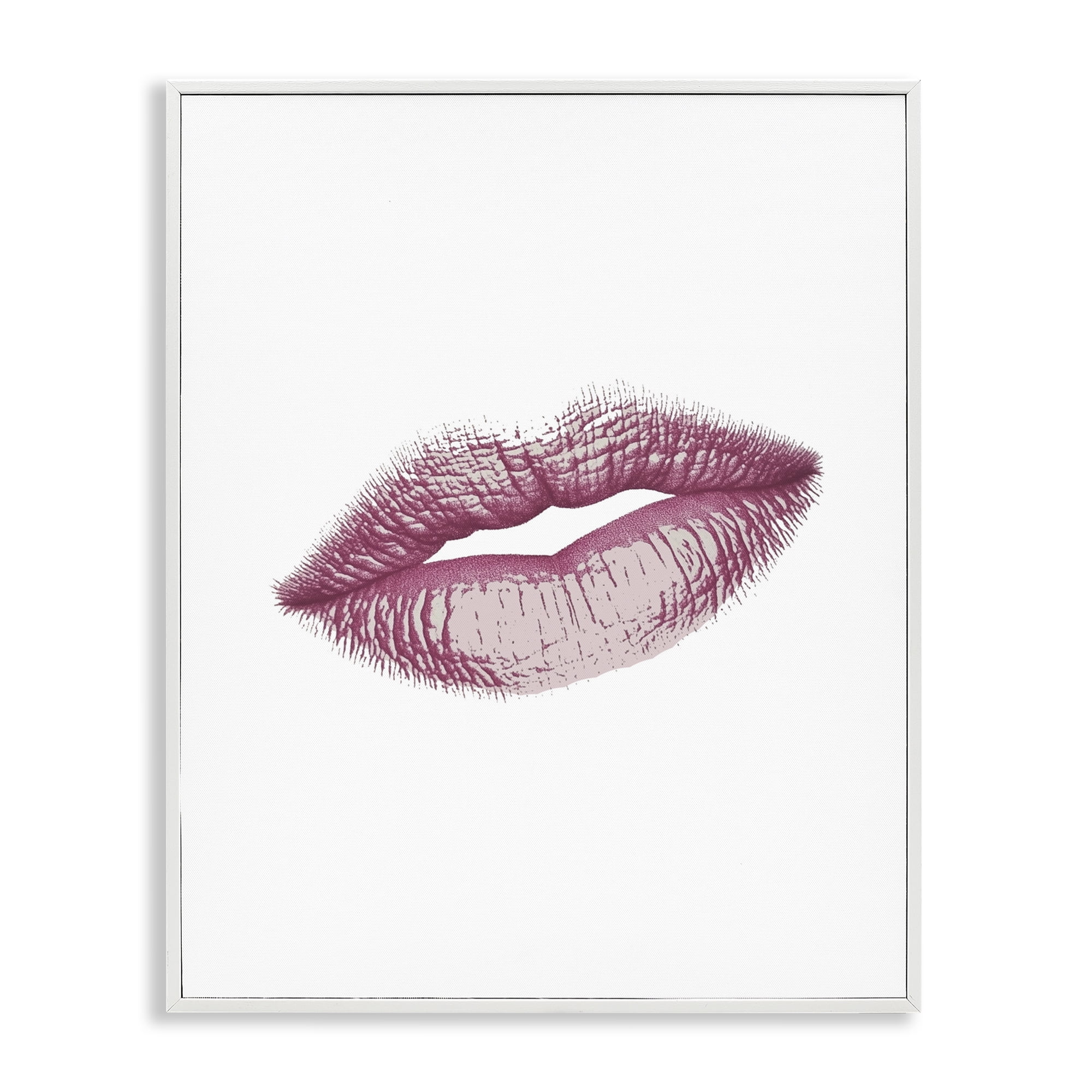 Feminine Pink Lips Glam White Framed Giclee Art, design by Christine Simpson Art