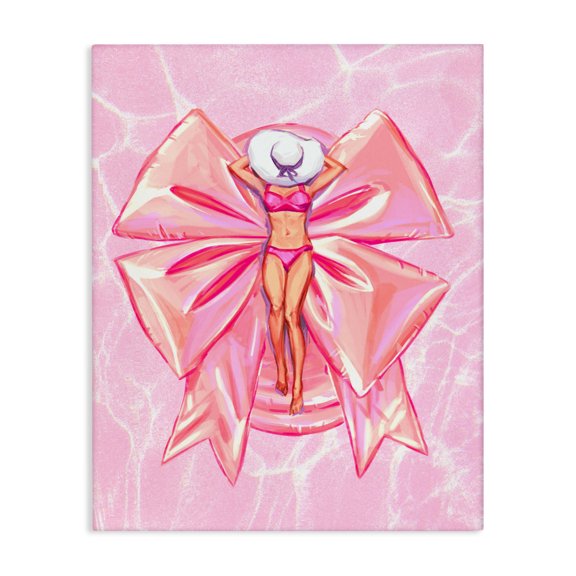 Stupell Industries Feminine Ribbon Pool Float Canvas Wall Art, design by Ziwei Li, 20 x 16