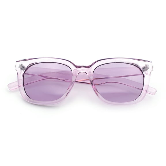 Feminine Simple Clean Minimal Plastic Horn Rim Retro Fashion Sunglasses Purple