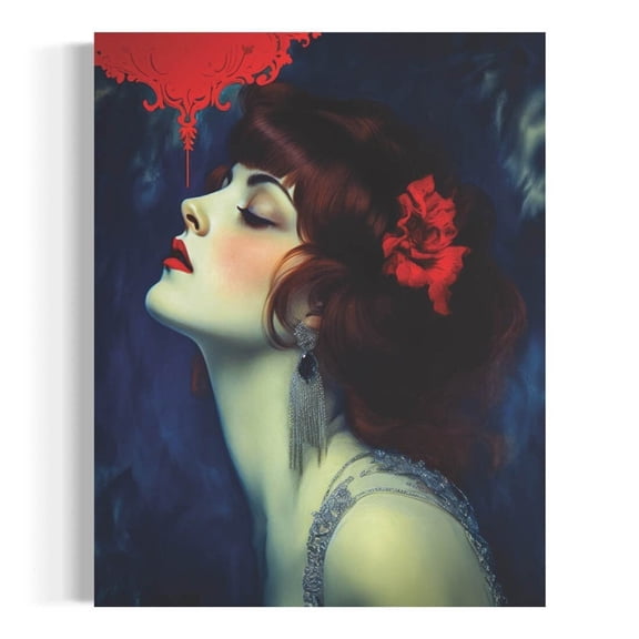 Feminine Wall Art, The Flapper Vintage, Art Deco Decor, Moody Bedroom Artwork, 1920's Fashion Aesthetic 9RD Unframed Paper Print