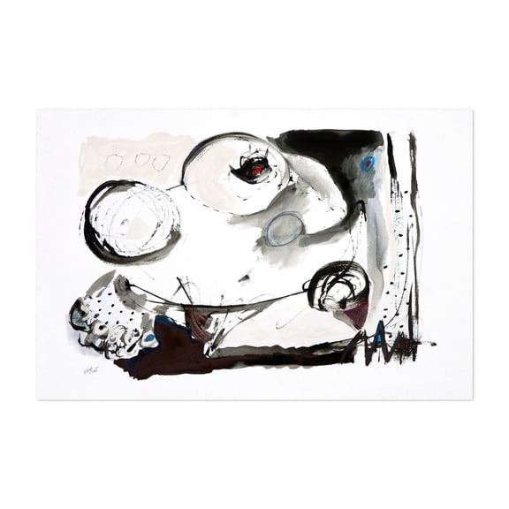 Feminine Wiles Series Three #2 - Mixed Media Abstract Modern Art Black and White Surrealism Geometric Minimalist Pattern Unframed Wall Art Print 40 x 60 inches