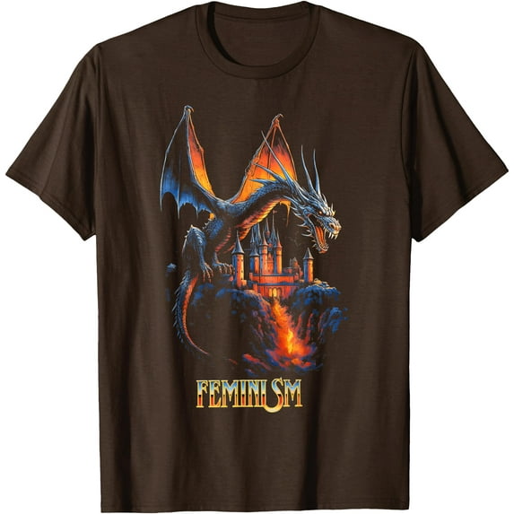 Feminism Dragon Fantasy Vintage Unisex T-Shirt for Men Women Kids Toddler,Dark Chocolate Color,Size L
