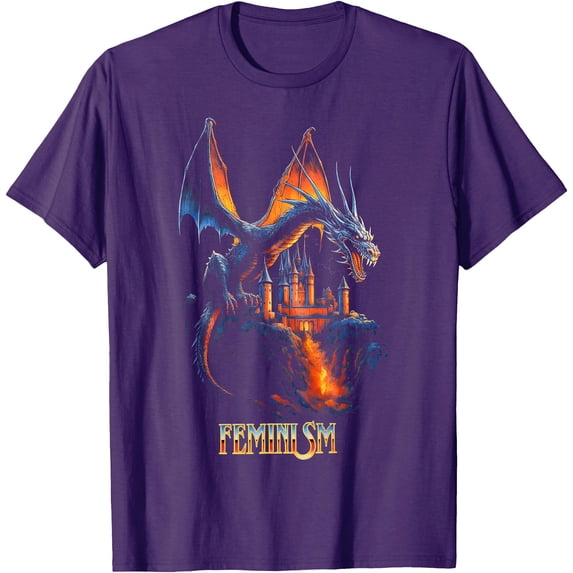 Feminism Dragon Fantasy Vintage Unisex T-Shirt for Men Women Kids Toddler,Purple Color,Size YXS