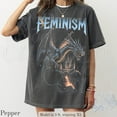 thumbnail image 1 of Feminism Dragon Graphic Print T-Shirt | Vintage Fantasy Castle Tee | Empowerment Gothic Style Unisex Top, 1 of 6