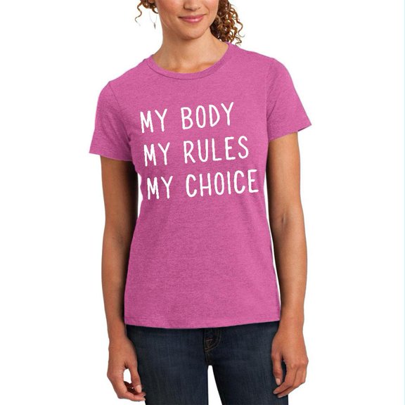 Feminism My Body My Rules My Choice Womens Soft T Shirt Heathered Pink Raspberry X-LG