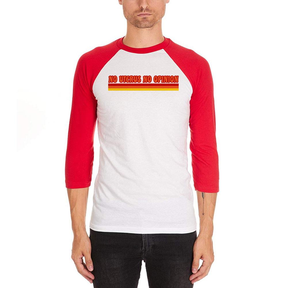 Feminism No Uterus No Opinion 70's Vintage Style Mens Soft Raglan T Shirt  White-Red MD - Walmart.com