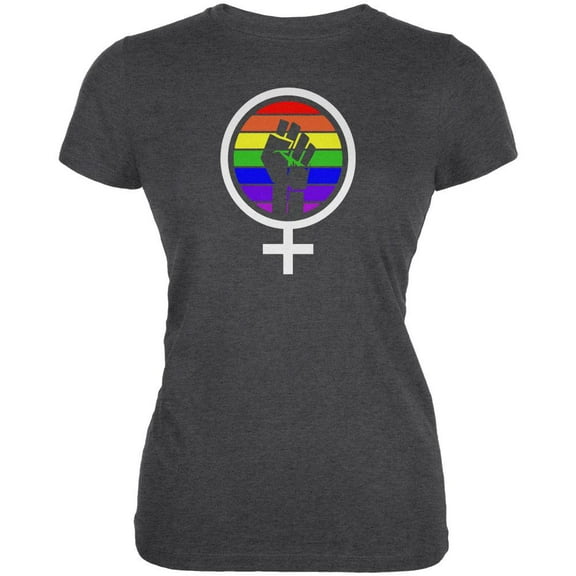 Feminism Raised First 70's Retro Sun Gay Flag Juniors Soft T Shirt Deep Heather 2XL