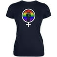 thumbnail image 1 of Feminism Raised First 70's Retro Sun Gay Flag Juniors Soft T Shirt Navy SM, 1 of 1
