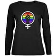 thumbnail image 1 of Feminism Raised First 70's Retro Sun Gay Flag Womens Long Sleeve T Shirt Black X-LG, 1 of 1