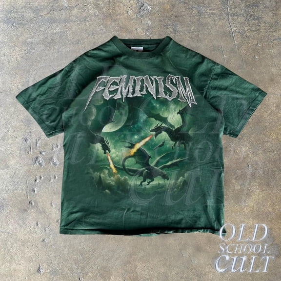 Feminism Three Dragon Fantasy Vintage Graphic Shirt, Retro Dragon Galaxy Shirt, Gothic Shirt, Funny Shirts, Dark Art Grunge Castle Dragon