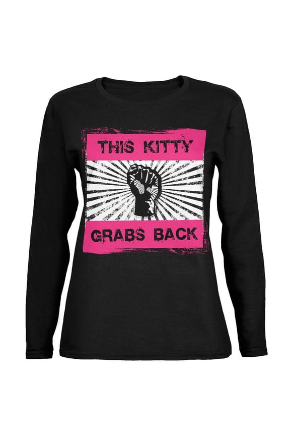 Feminist Activist This Kitty Grabs Back Ladies' Relaxed Jersey Long-Sleeve Tee Black SM