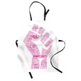 thumbnail image 1 of Feminist Apron, Lgbt Themed Female Fist Ornamented with Phrases as Women Right Equality, Unisex Kitchen Bib with Adjustable Neck for Cooking Gardening, Adult Size, White Pink, by Ambesonne, 1 of 4