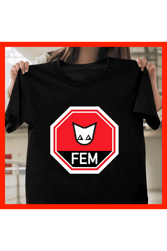 Feminist Cat Stop Sign FEM T-Shirt - Bold Graphic Tee for Women G134, Premium Unisex Tee – Extended Sizes Up to 5XL