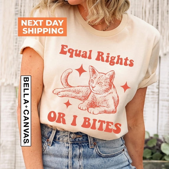 Feminist Cat shirt, Equality Tee, Feminist Gift, Fundamental Human Rights, Retro Cat Shirt, Cat Shirt for Feminist, Human Rights Shirt All Size S-5Xl