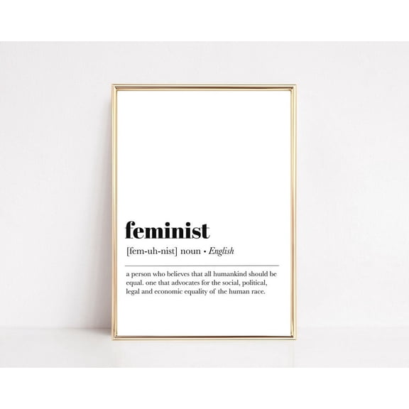 Feminist Definition Minimalist Typography Wall Art, Stretched Canvas Size 8x12