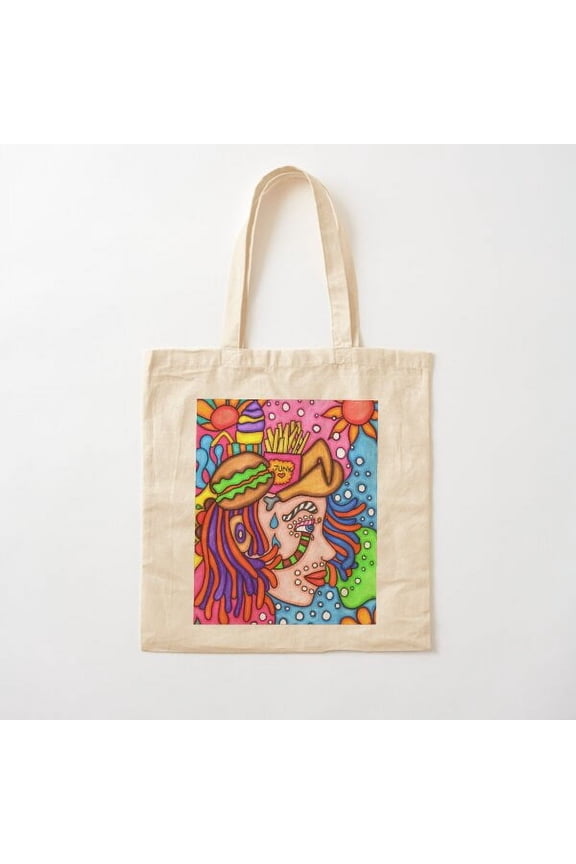 Feminist Funky Face Canvas Tote Bags, Reusable Shopping Bag