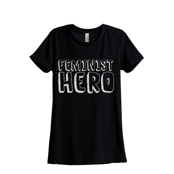Feminist Hero Women's Fashion Relaxed T-Shirt Tee Heather Black Small