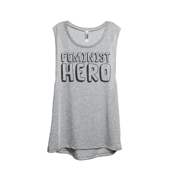 Feminist Hero Women's Fashion Sleeveless Muscle Tank Top Tee Sport Grey Large