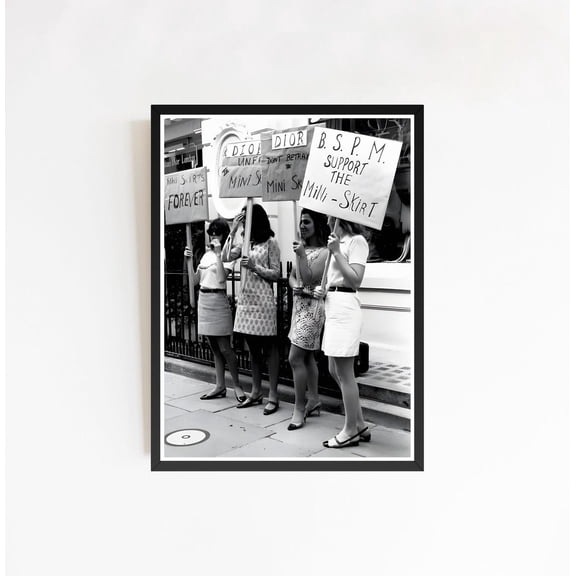 Feminist Mini Skirt Protest Empowerment Rally Monochromatic Photography Art, Unframed Canvas