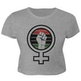 thumbnail image 1 of Feminist Raised First 70's Retro Sun Afro-American flag Juniors Crop Top T-Shirt Heather MD, 1 of 1