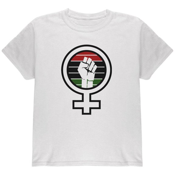 Feminist Raised First 70's Retro Sun Afro-American flag Youth T Shirt White YXL