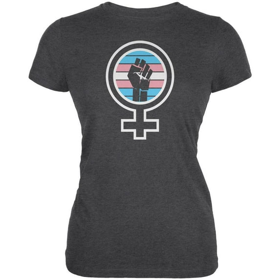 Feminist Raised First 70's Retro Sun Trans Flag Juniors Soft T Shirt Deep Heather SM