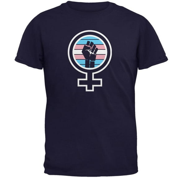 Feminist Raised First 70's Retro Sun Trans Flag Mens T Shirt Navy MD