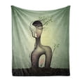 thumbnail image 1 of Feminist Soft Flannel Fleece Blanket, Abstract Surrealistic Woman Shape with Roses Growing Inside for Spring Dream Theme, Cozy Plush for Indoor and Outdoor Use, 60" x 80", Multicolor, by Ambesonne, 1 of 6