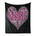 thumbnail image 1 of Feminist Soft Flannel Fleece Throw Blanket, Heart Shape Collage of Phrases for Gender Social Awareness, Cozy Plush for Indoor and Outdoor Use, 50" x 60", Pink Black and Rose, by Ambesonne, 1 of 5