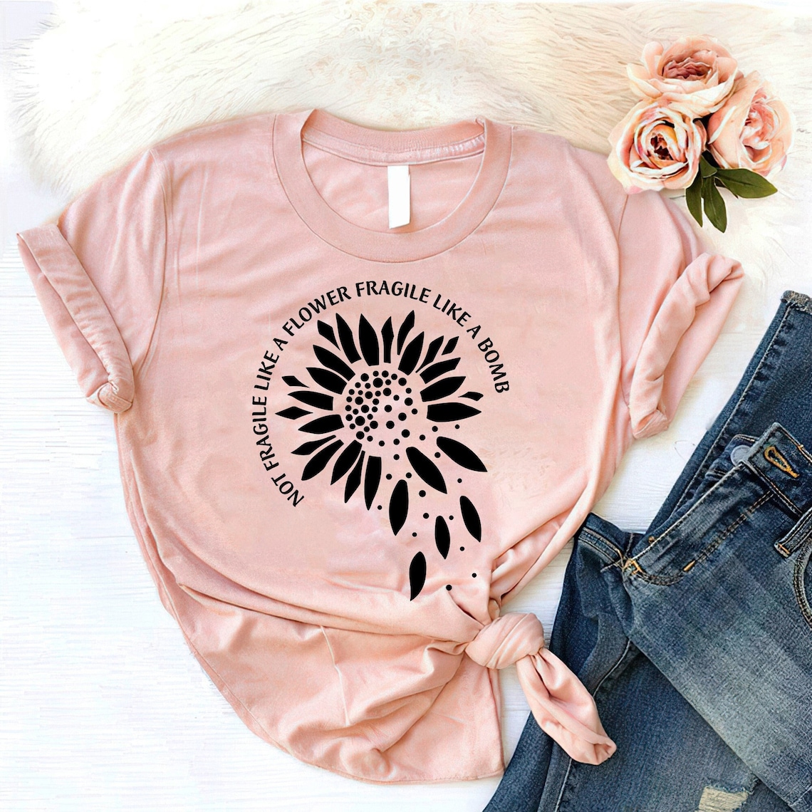 Women Summer Artsy Flower Cotton T Shirt