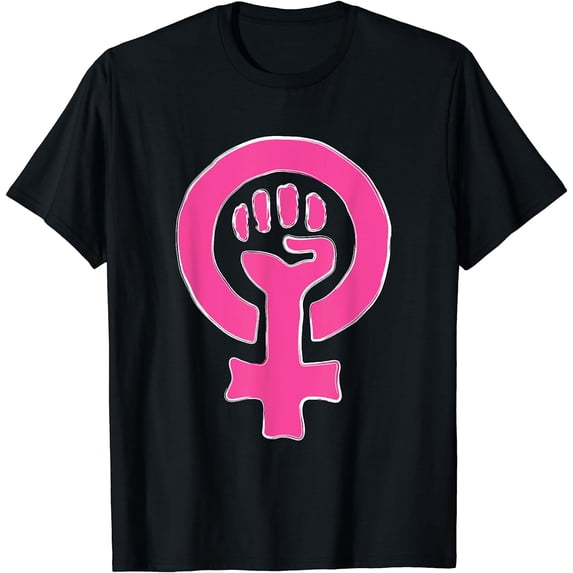 Feminist Symbol T-Shirt Feminism Hot Pink Activist Shirt Black Medium