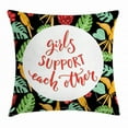 thumbnail image 1 of Feminist Throw Pillow Cushion Cover, Tropical Monstera Leaves and Parrots Themed Background and Motivational Girl Quote, Decorative Square Accent Pillow Case, 24 X 24 Inches, Multicolor, by Ambesonne, 1 of 2