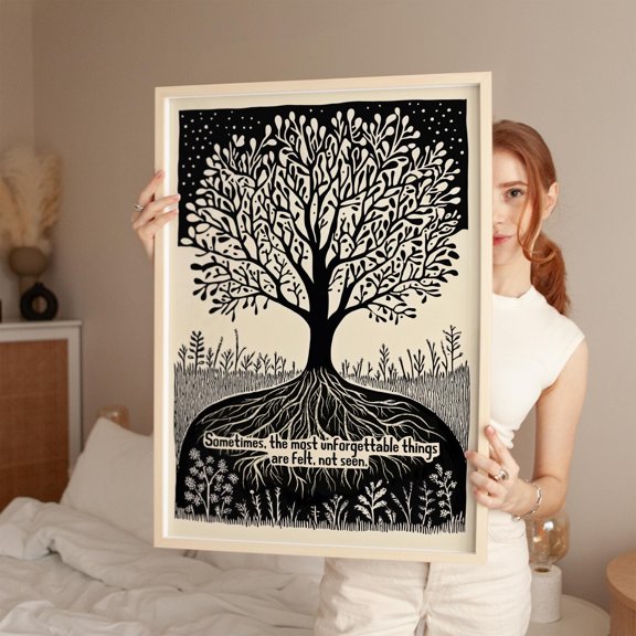 Feminist Tree Inspirational Quote Rooted Strength Sensory Quiet Power Mailed Zen Inspired Wall Art Poster , Poster Print Only
