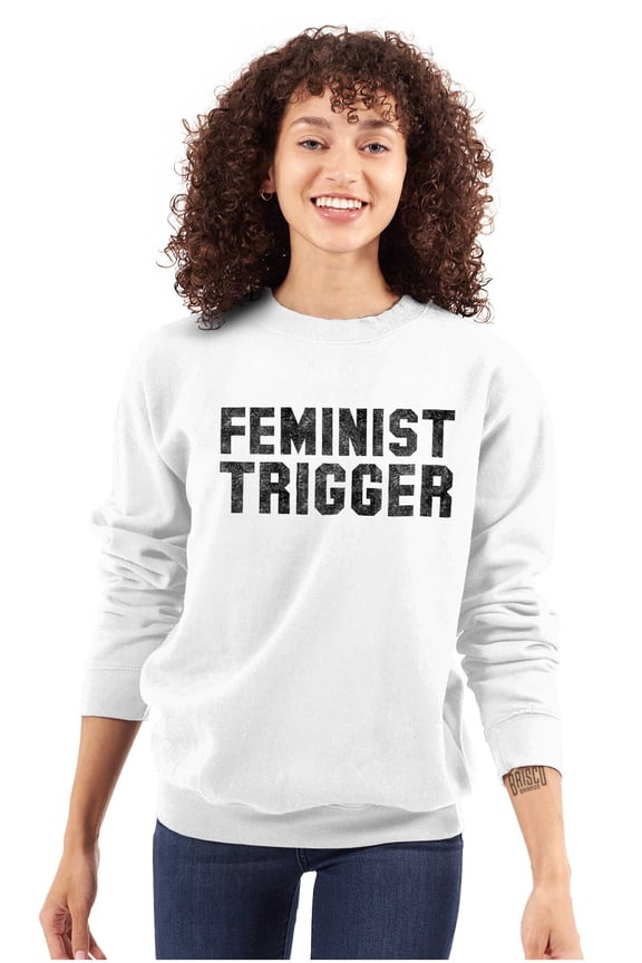 Feminist Trigger Equality Movement Women Plus Size Crewneck Sweatshirt Brisco Brands 2X