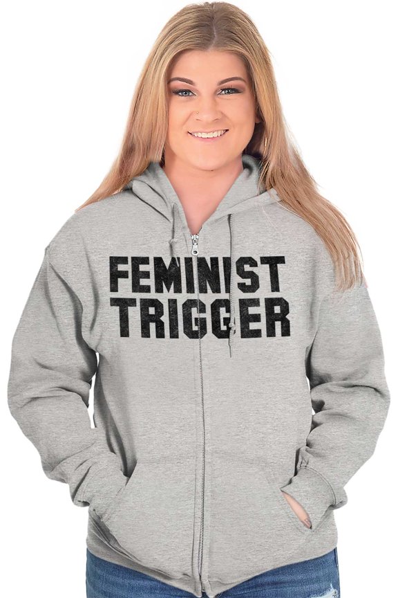 Feminist Trigger Equality Movement Zip Hoodie Sweatshirt Women Brisco Brands X
