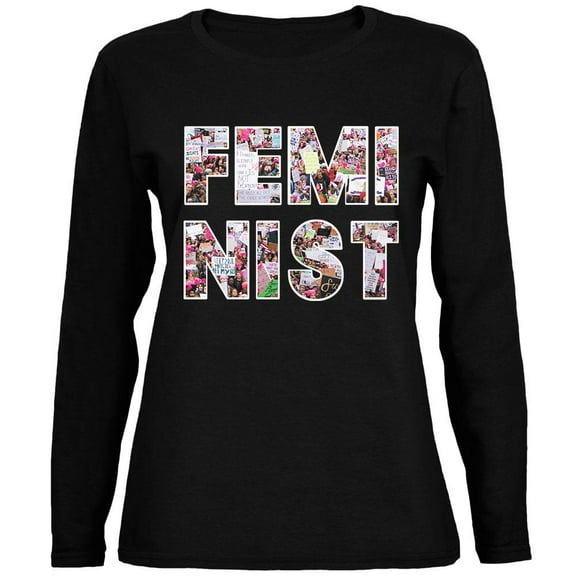 Feminist Women's March Ladies' Relaxed Jersey Long-Sleeve Tee Black LG