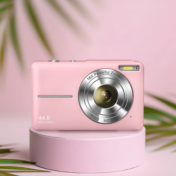 Femivo Digital Camera for Kids, 1080P 44MP Point and Shoot Camera with 16X Zoom, Compact Portable Starter Camera for Teens Students Seniors, Pink