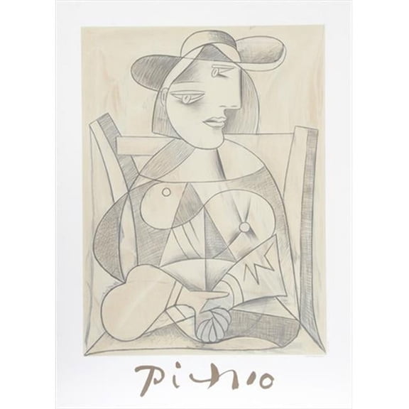 Femme Assise- Lithograph on Paper - Gray- White- Black
