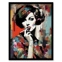 Femme Fatale Beauty Portrait Oil Painting Woman In Floral Fashion Vibrant Colourful Bold Pop Art Modern Painting Art Print Framed Poster Wall Decor 12x16 inch