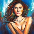 thumbnail image 1 of Femme Fatale Portrait With Paint Splash Poster Print by Atelier B Art Studio, 1 of 2