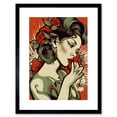 thumbnail image 1 of Femme Fatale Roses Pin Up Rockabilly Americana 50s Artwork Framed Wall Art Print 9X7 Inch, 1 of 5